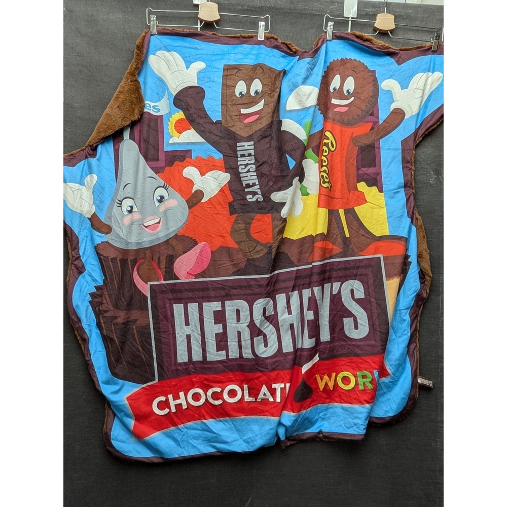 Hershey's Chocolate World Blanket Throw Irregular Shape Faux Fur Hershey Park